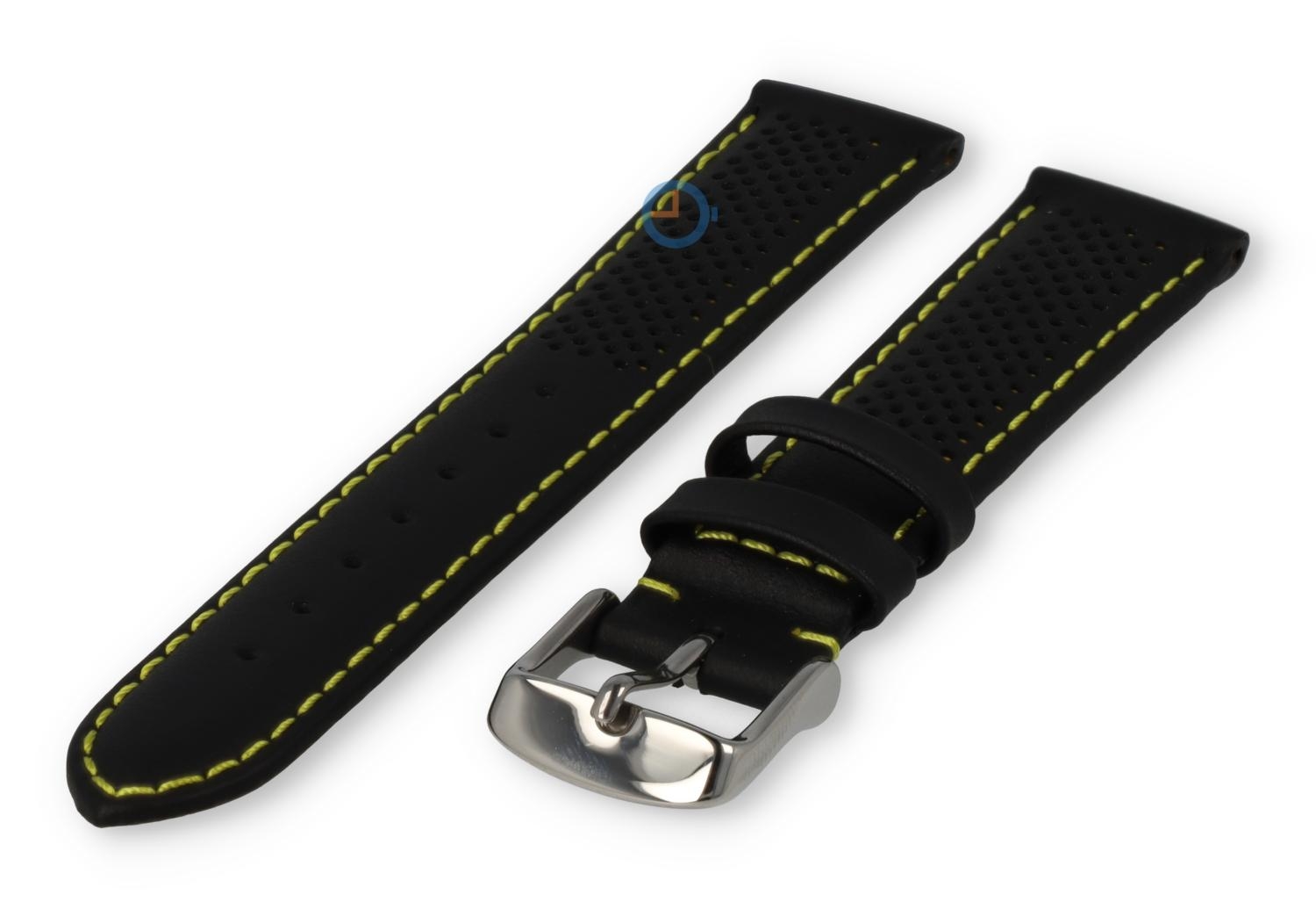 18mm hybrid strap - black with yellow