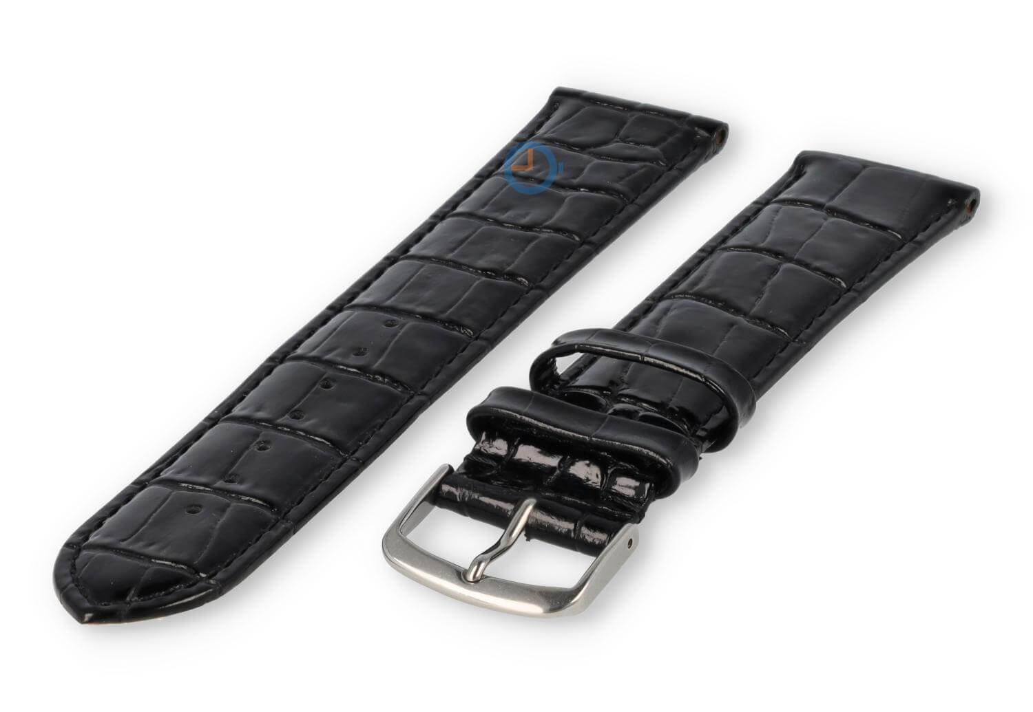 Extra-long crocoleather strap  - 20mm - black
