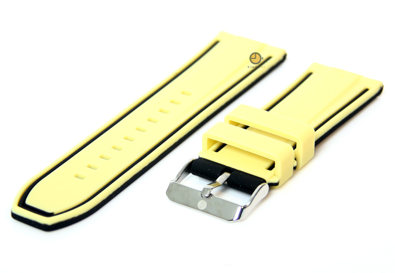 Reversible watchstrap 26mm yellow-black silicone