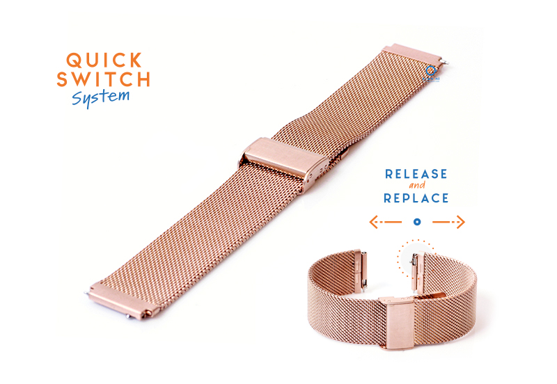 Watchstrap 18mm mesh rosegold