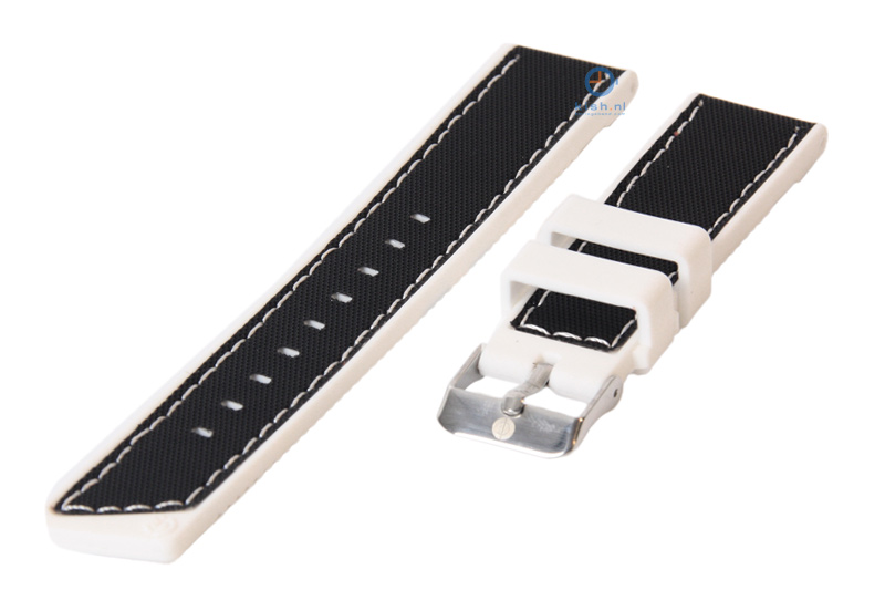 Watchstrap 20mm black-white silicone