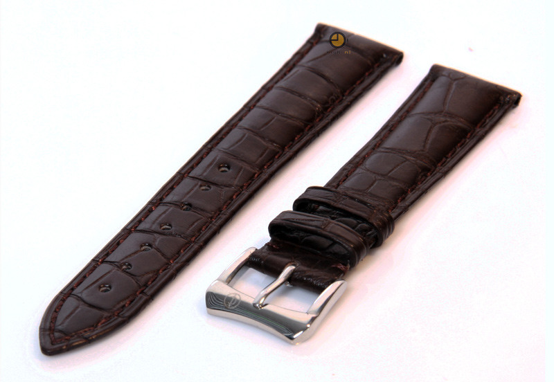 Matte watchstrap 20mm darkbrown crocodile leather