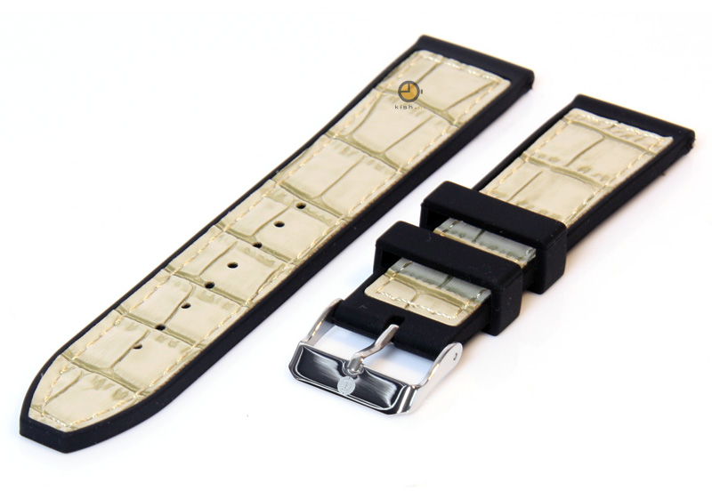 Watchstrap 20mm silicone with leather beige