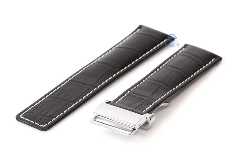 Breitling watchstrap 24mm leather black croco