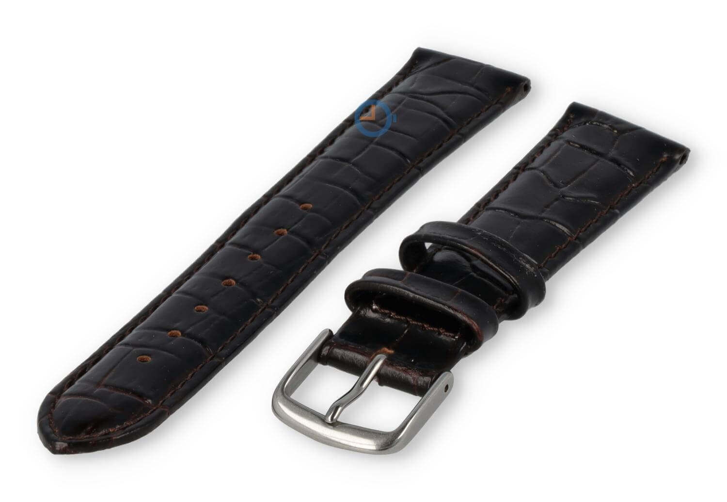 croc-print leather strap - 18mm - dark brown