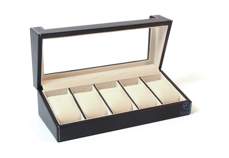 Black leather watchbox for 5 watches