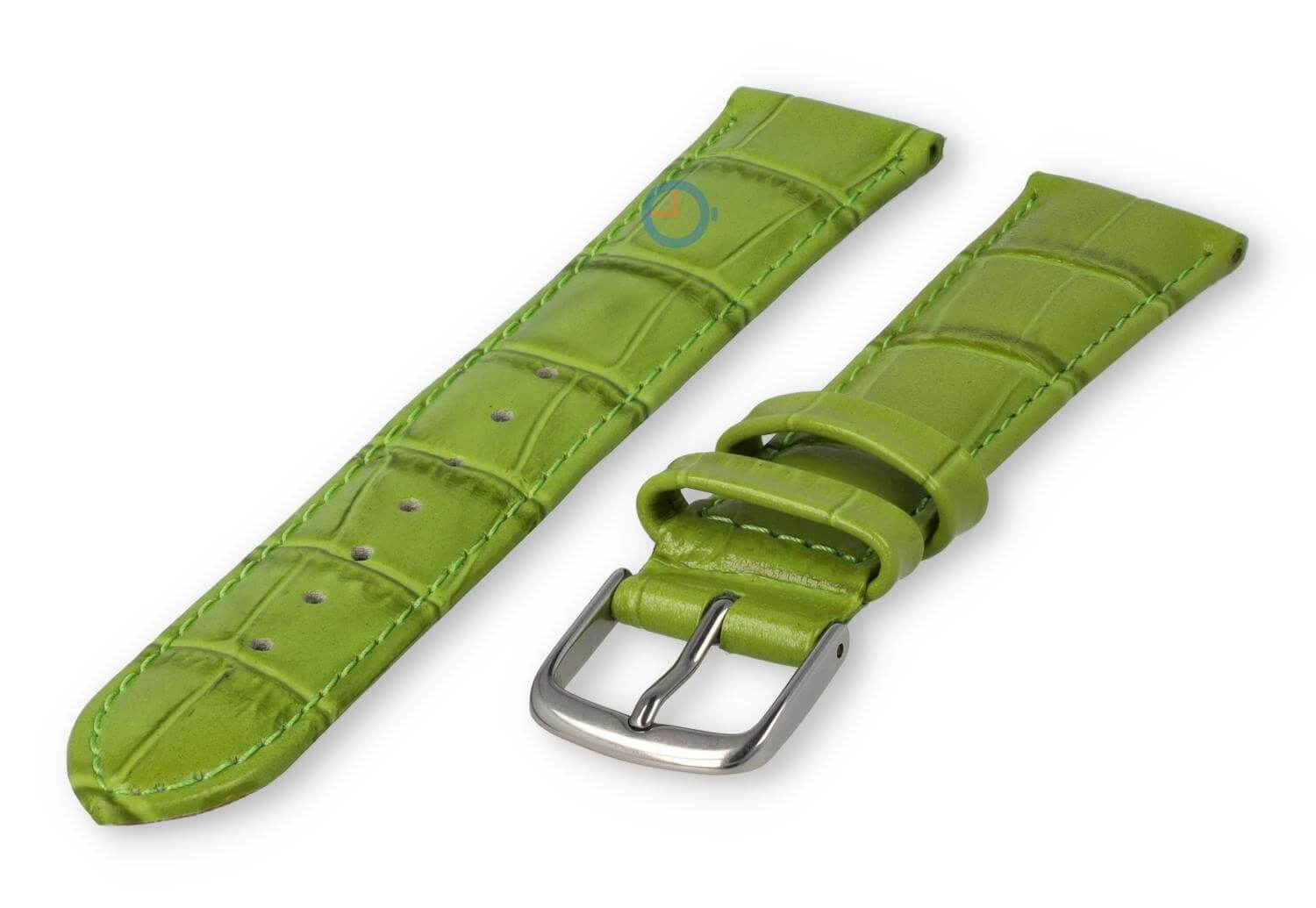 Leather strap with frizzled print - 16mm - grass green