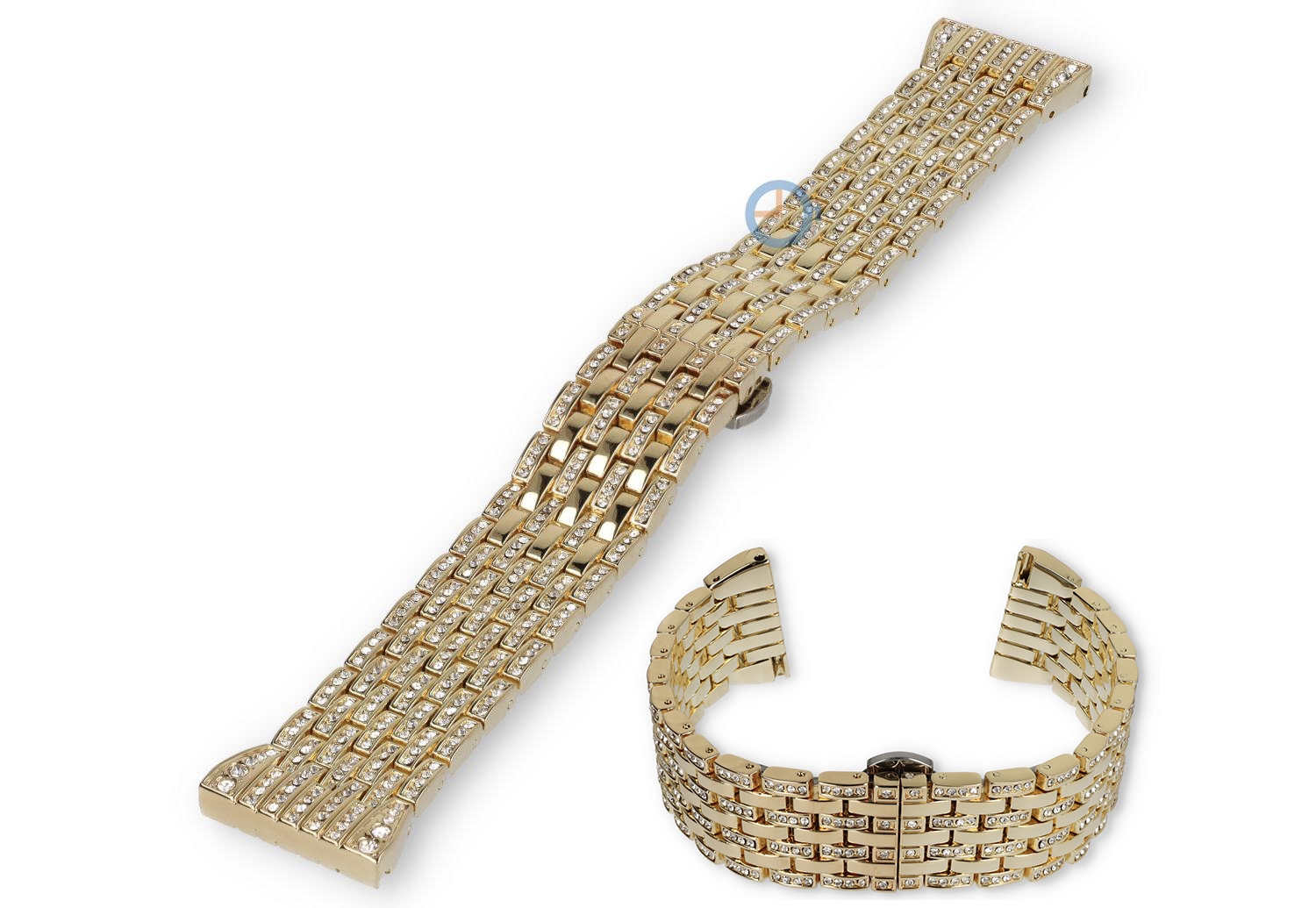 22mm metal bracelet with crystals - gold