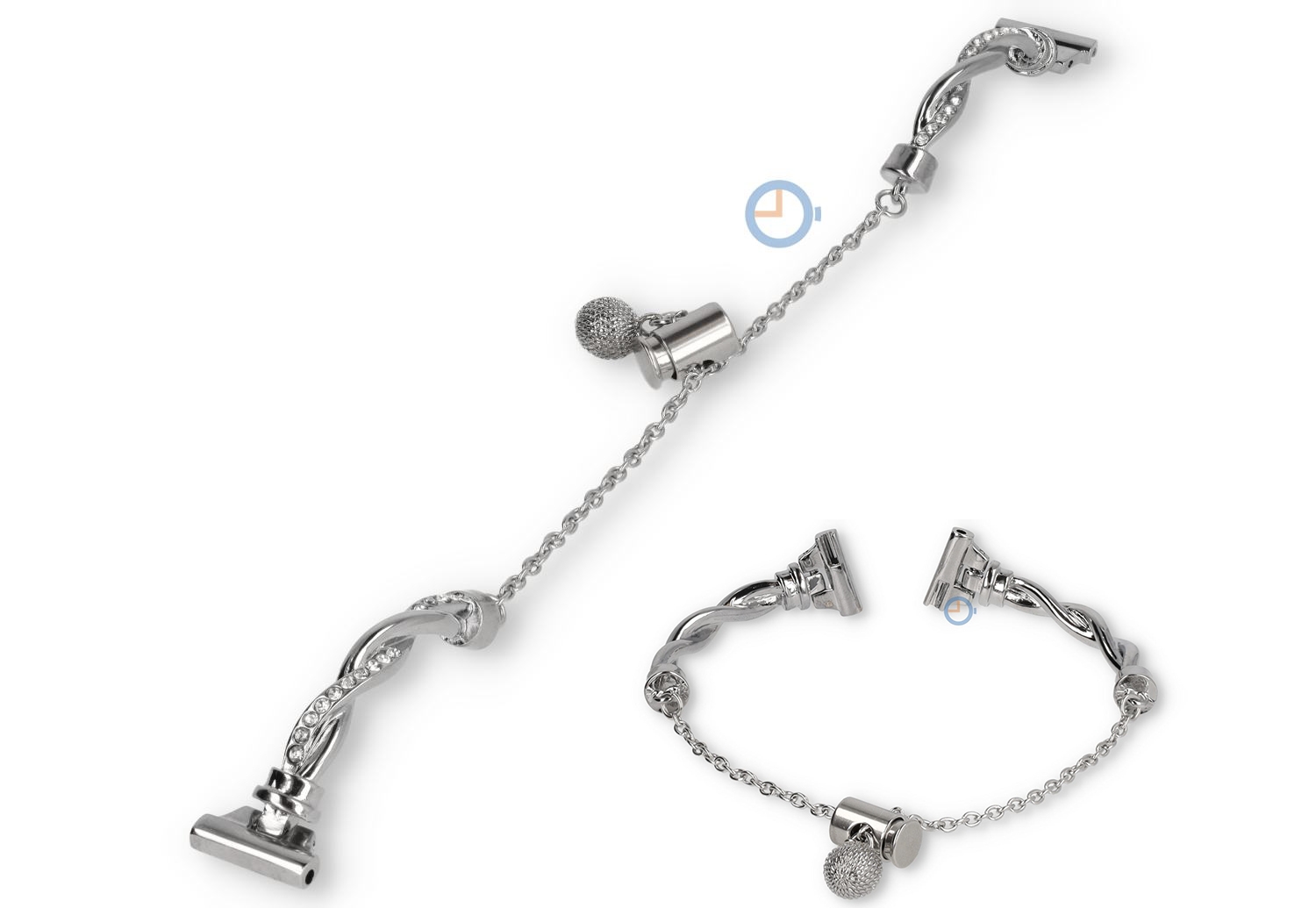 14mm jewelry watch strap - silver with crystals