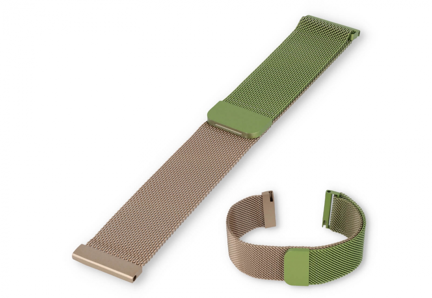 Mesh 22mm watch strap - green/champagne