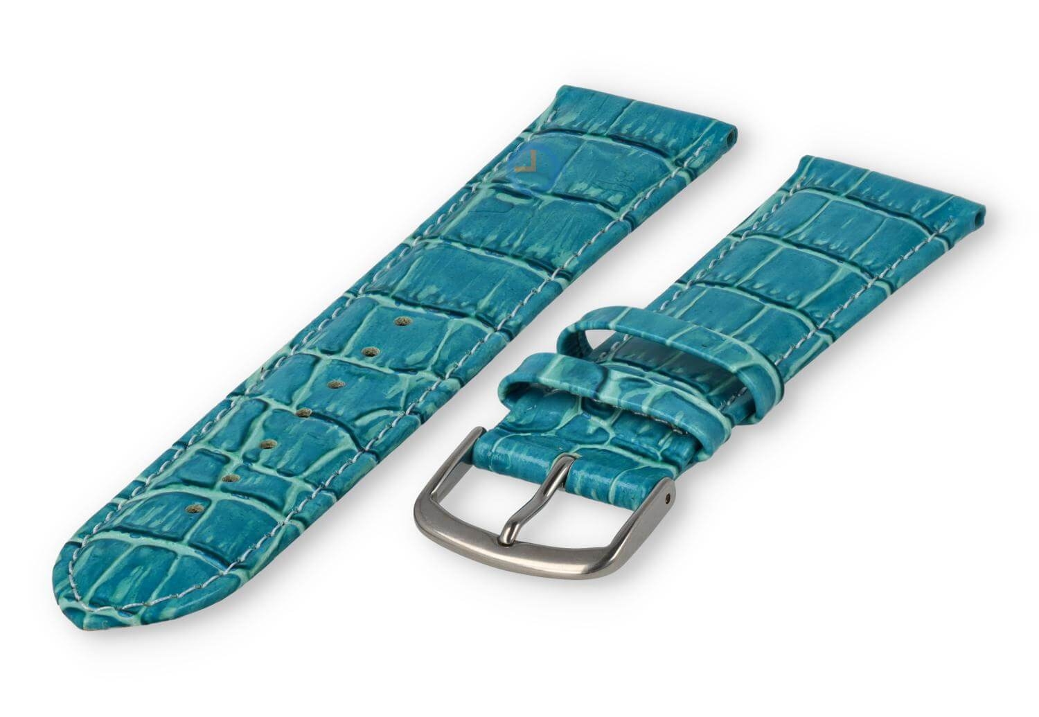 Leather watch strap croco - 20mm - turquoise