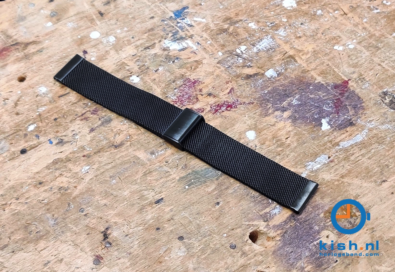 Horlogeband 22mm milanees zwart - Quick Switch (FIJN)