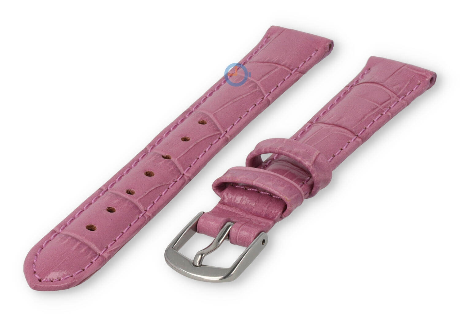 Leather strap with croc-print - 12mm - blackberry