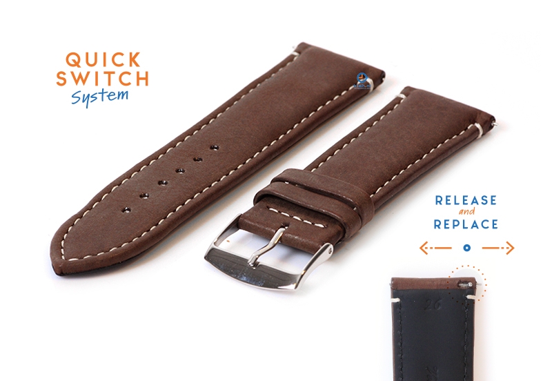 Watchstrap 26mm brown calf leather