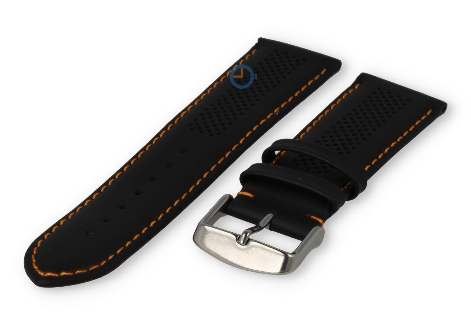24mm hybrid strap - black with orange