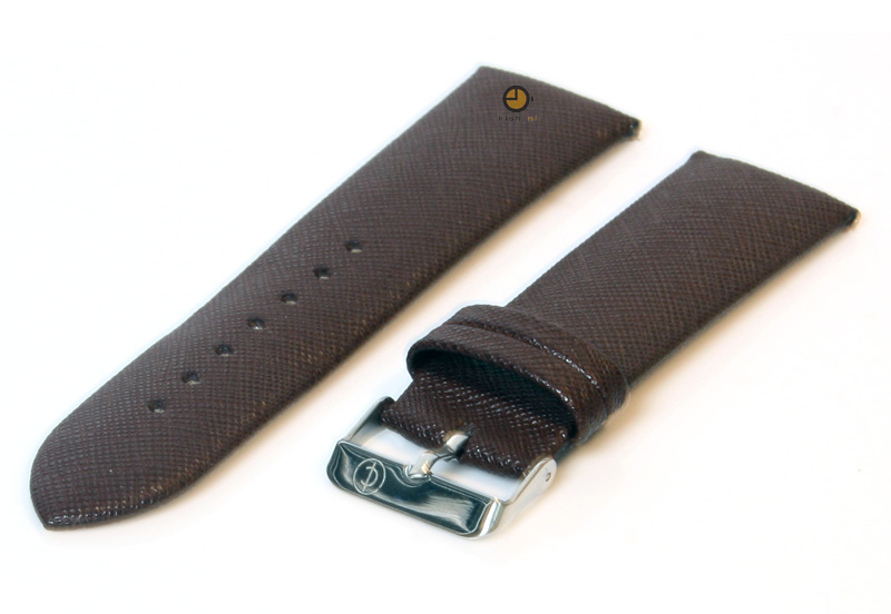 Watchstrap 24mm darkbrown leather canvas