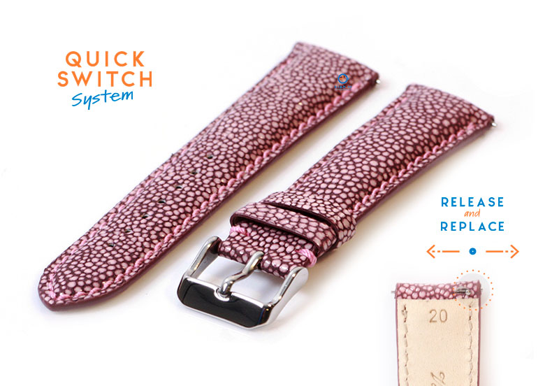 Watchstrap 20mm pink leather