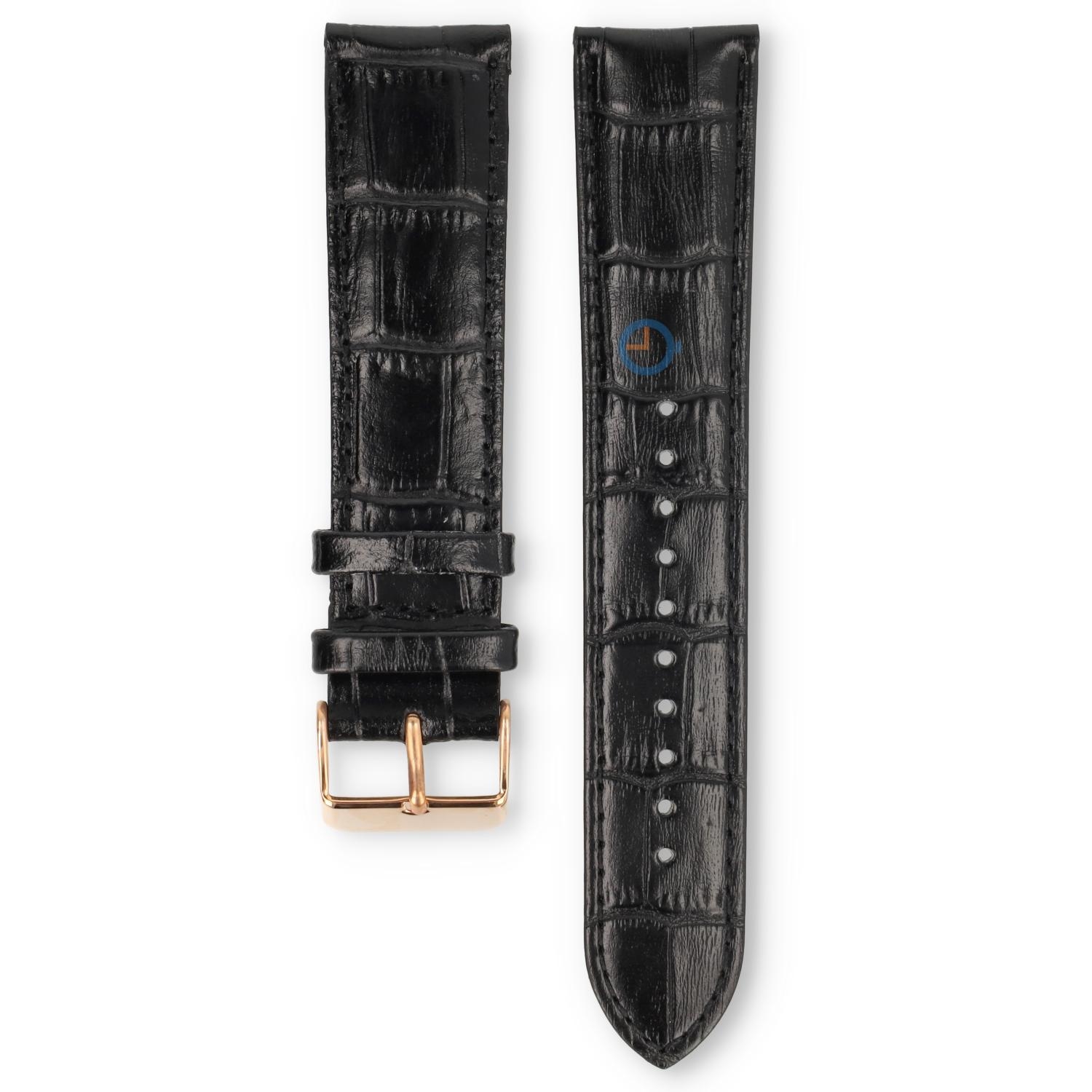 Universal 22mm black leather watch strap - Lorus