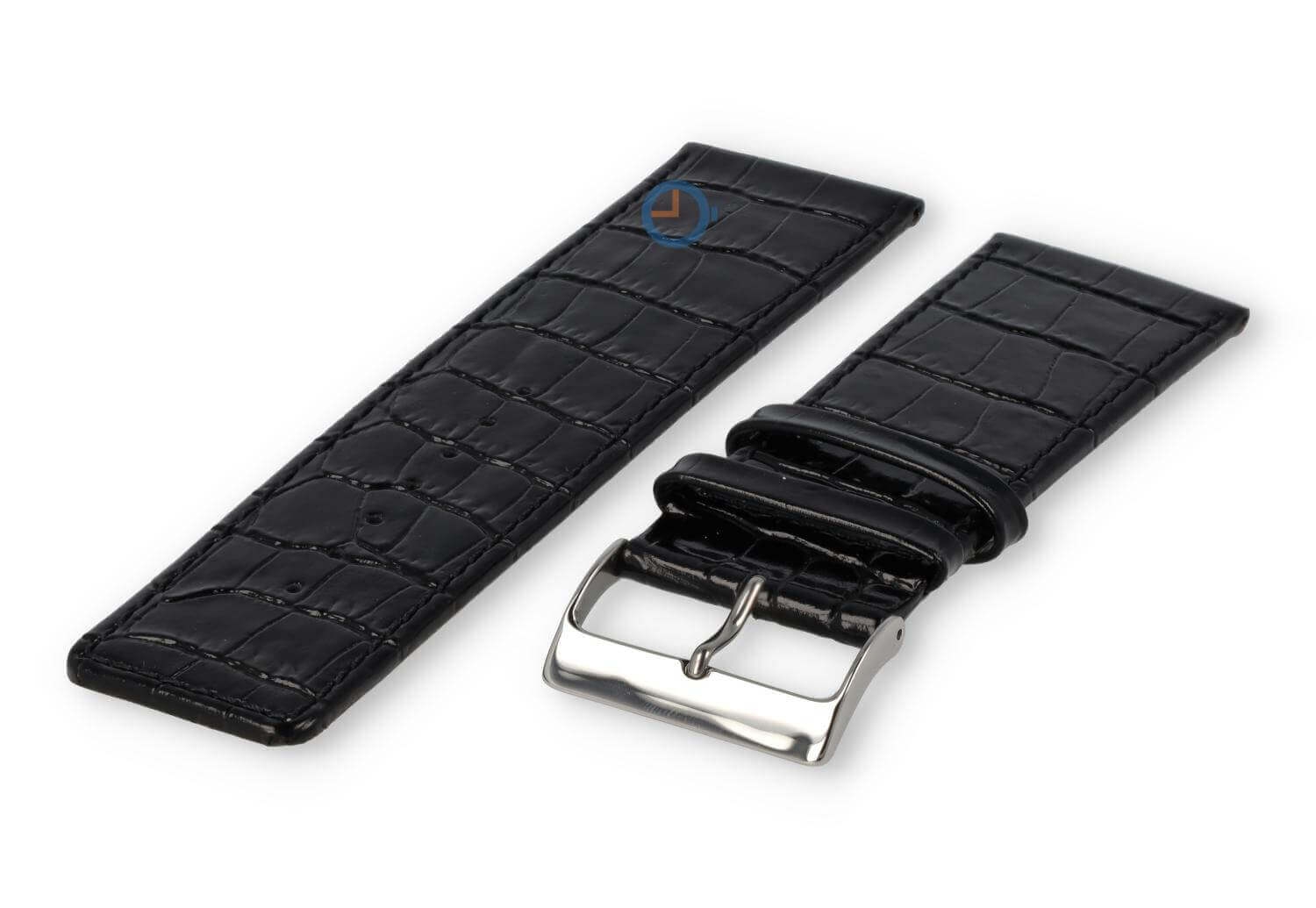 Deluxe croco watch strap - 30mm - black