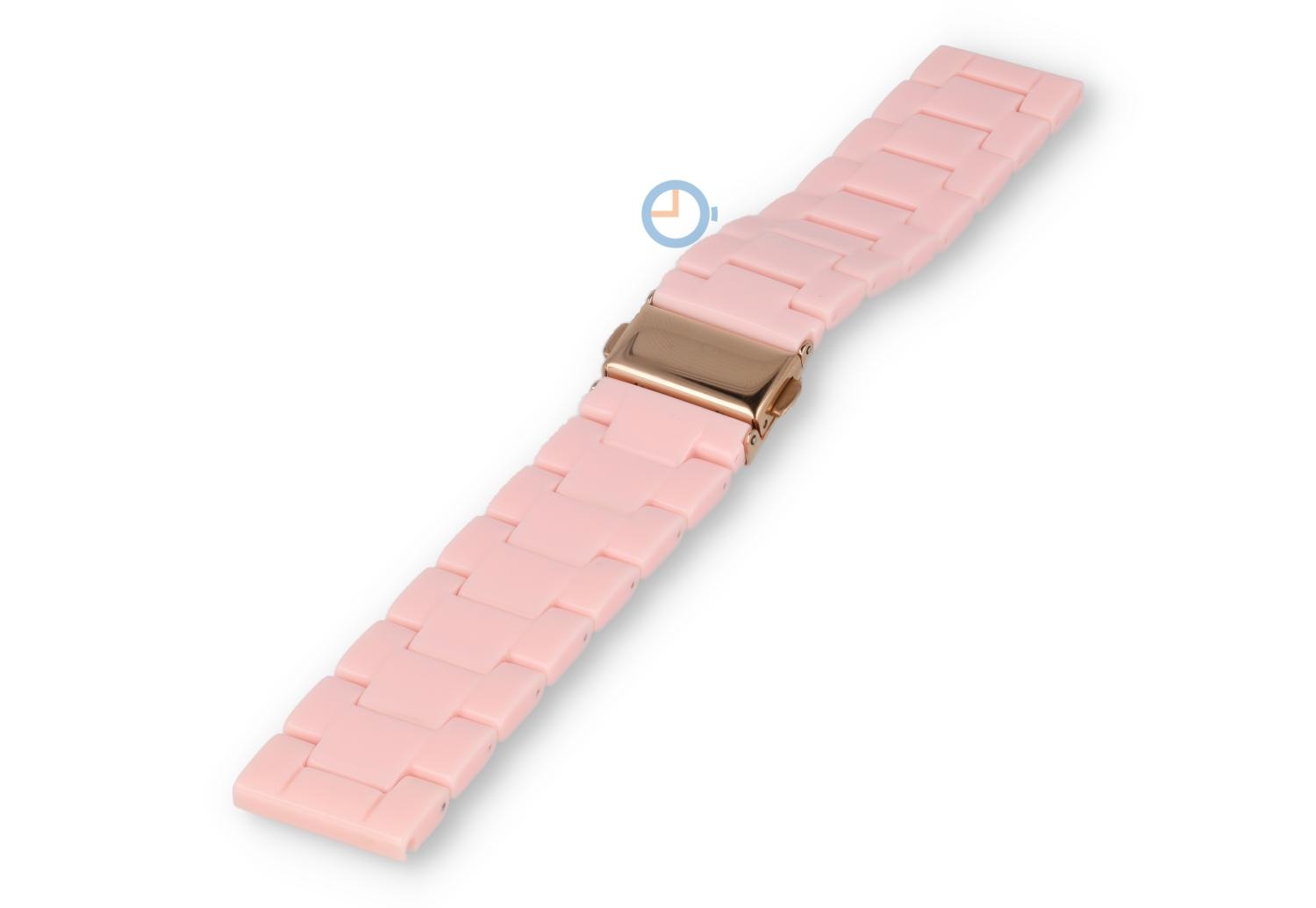 Watch band 20mm resin lightpink - rosÃ©golden closure