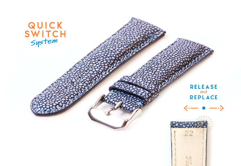 Watchstrap 22mm blue leather
