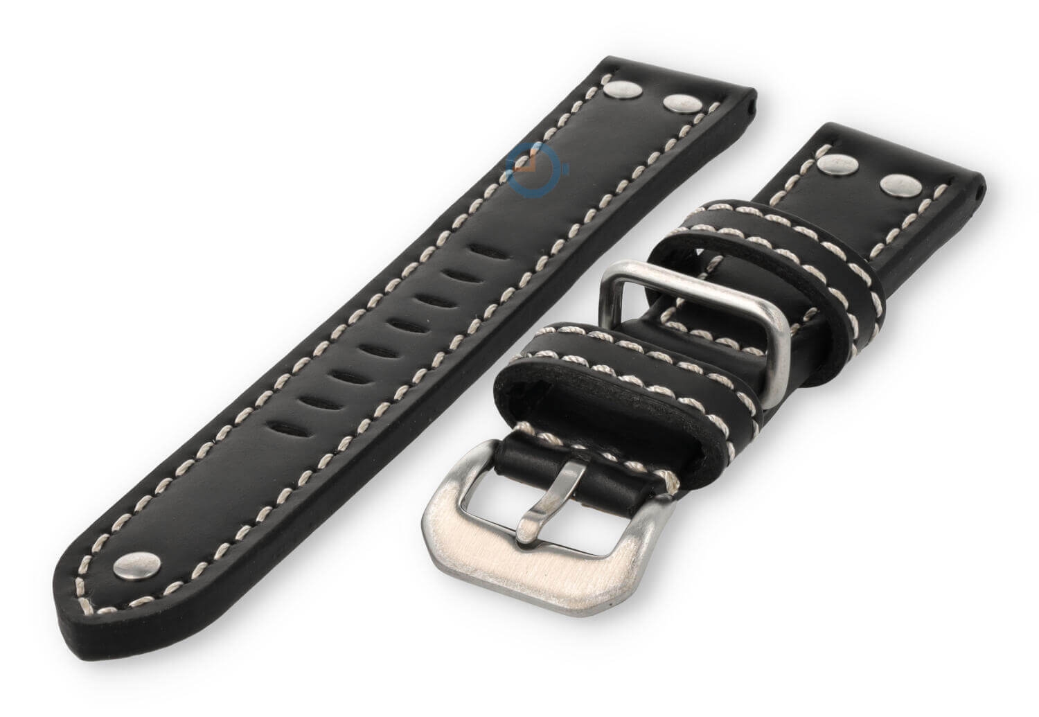 Vintage Flieger watch strap - 22mm - black