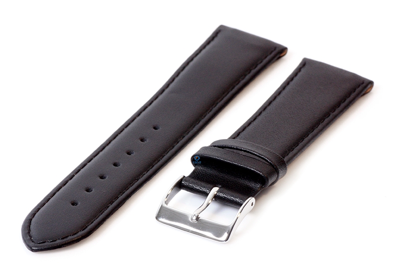 Open-end clip watch strap 20mm - leather black
