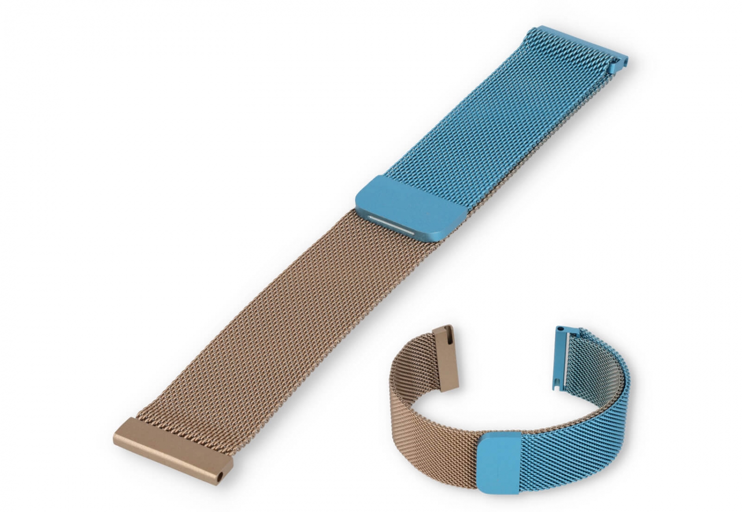 Mesh 22mm watch strap - blue/champagne
