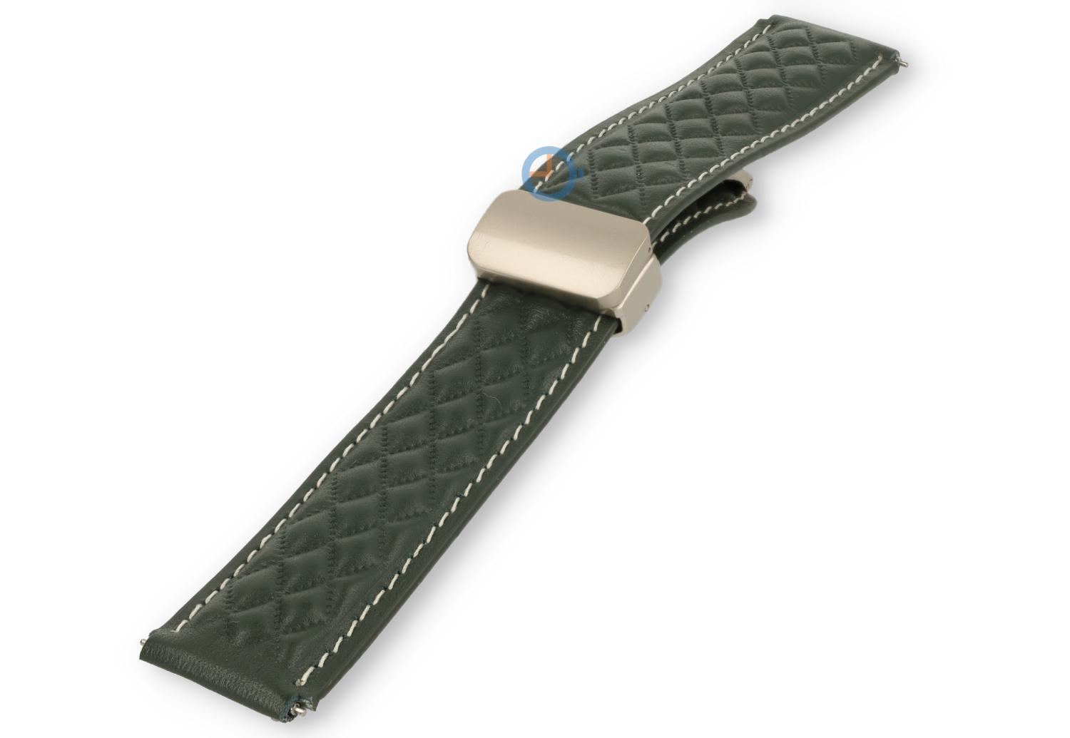 Magnetic watch strap luxury leather - 20mm - Dark-Green