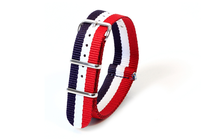 Watchstrap nylon 20mm blue/white/red