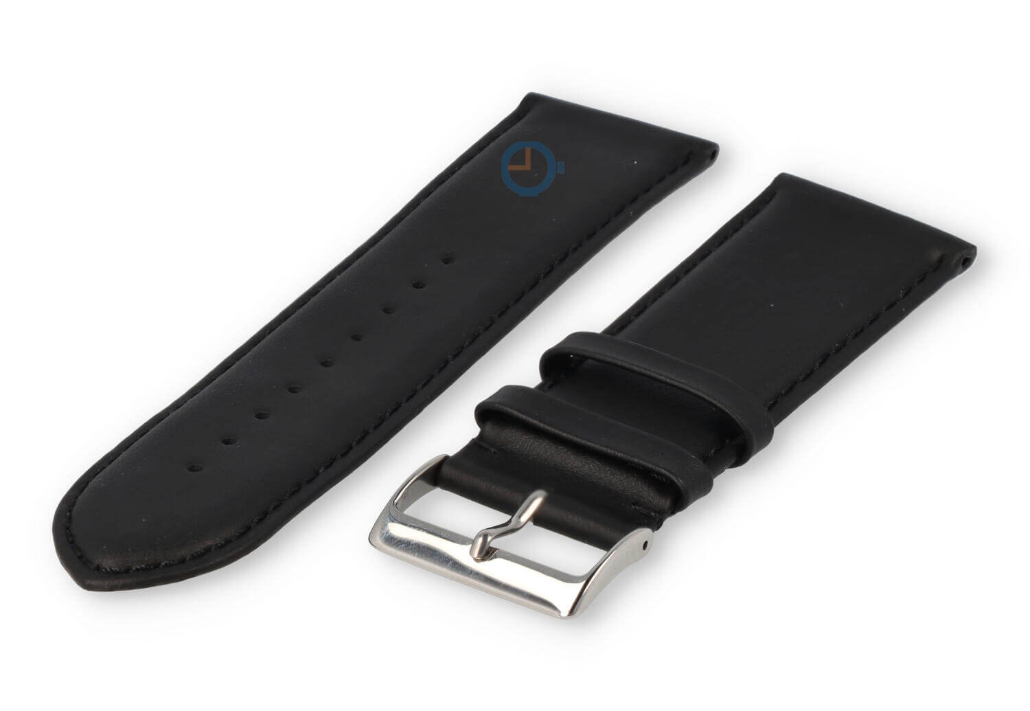 28mm watch strap smooth leather - black