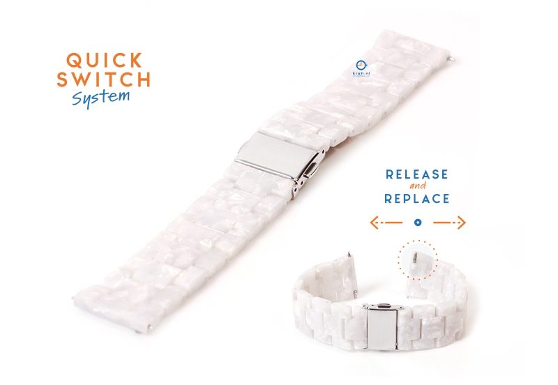 watchstrap 20mm resin pearl white