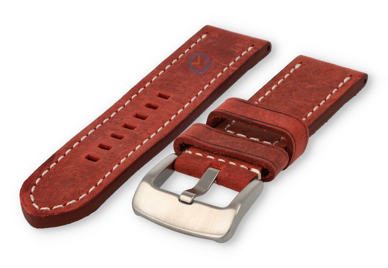 Water-repellent leather watch strap - 24mm - red