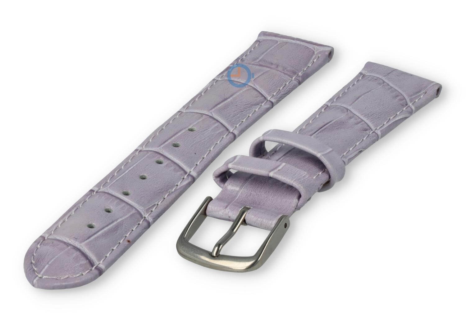 Leather strap with frizzled print - 16mm - lavender