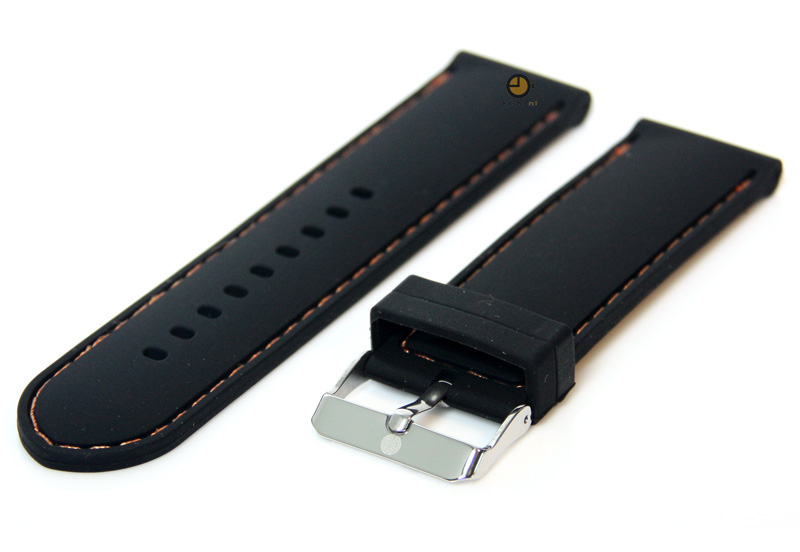 Watchstrap 22mm black-orange silicone