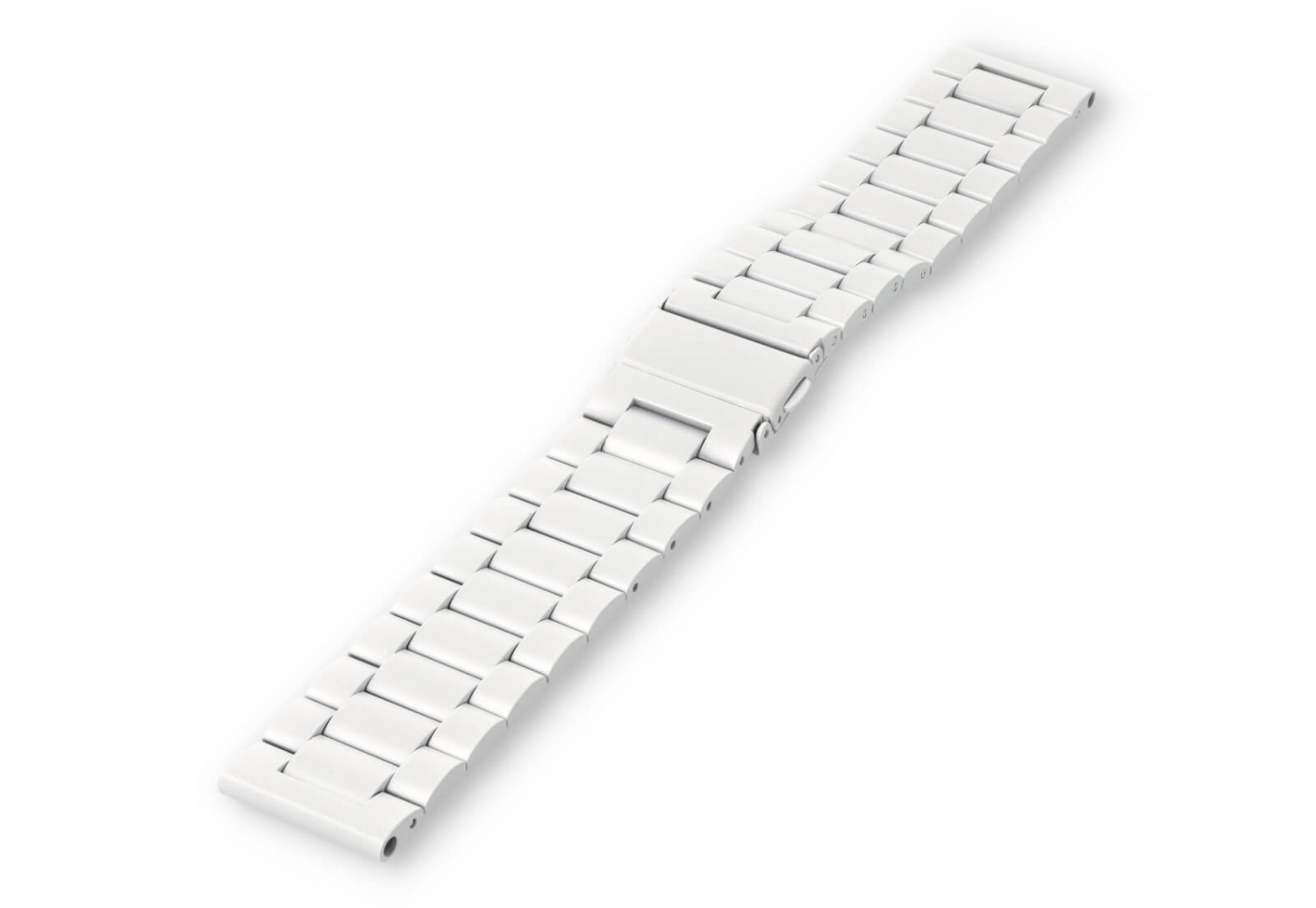 Horlogeband 22mm mat staal - wit