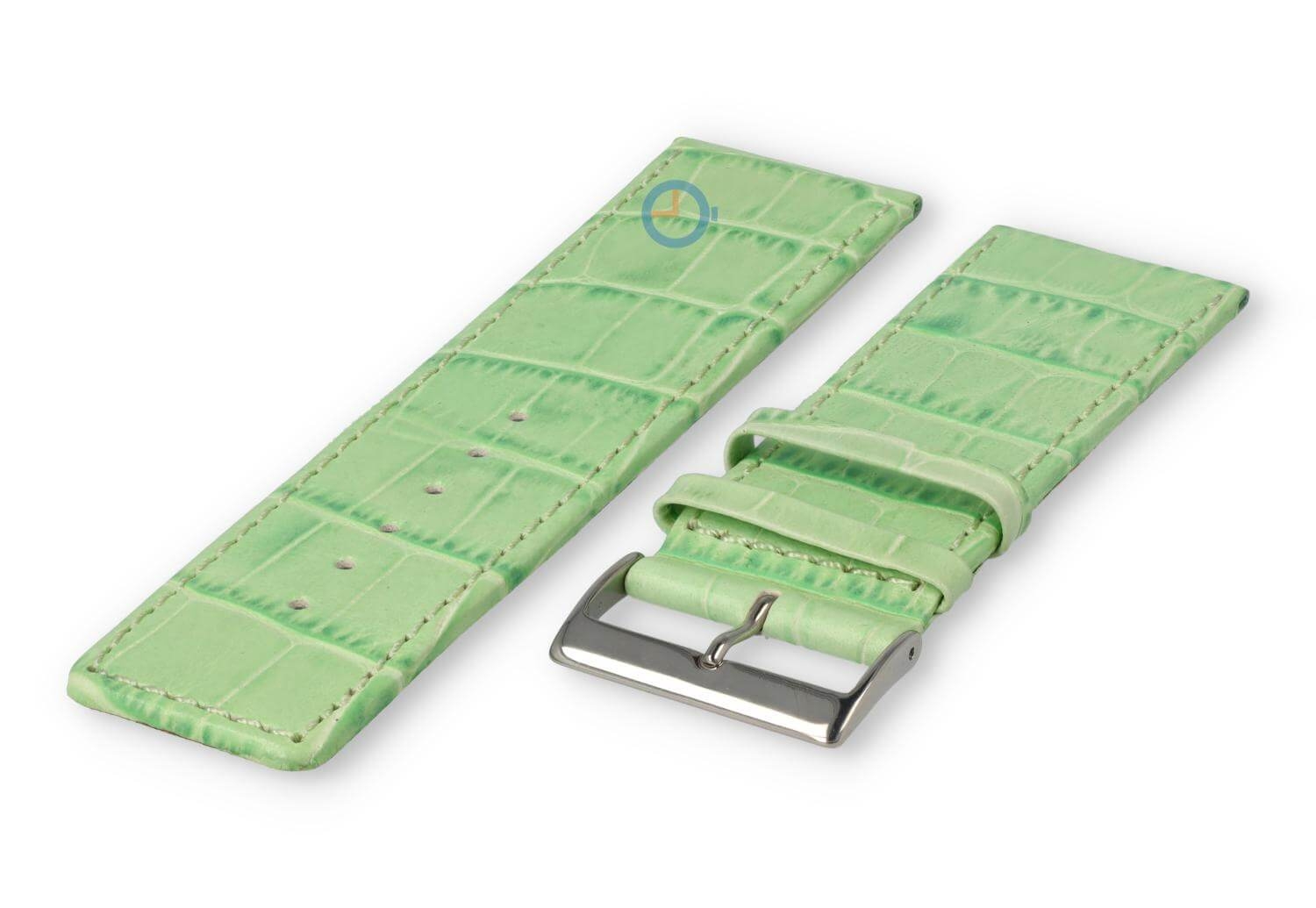 Calfskin strap with croco-relief - 28mm - apple green