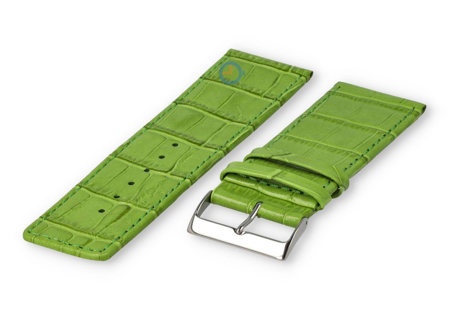 Calfskin strap with croco-relief - 28mm - grass green