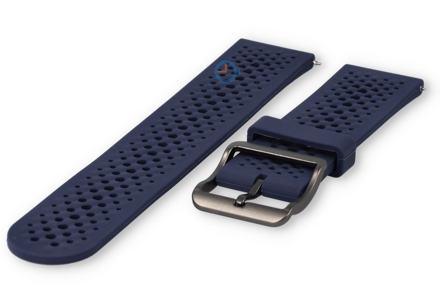 Breathable silicone strap - 22mm navy-blue - perforated