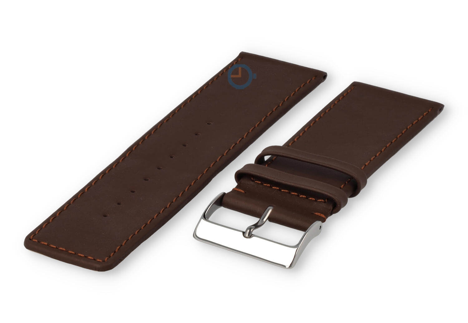 30mm watch strap smooth leather - dark brown