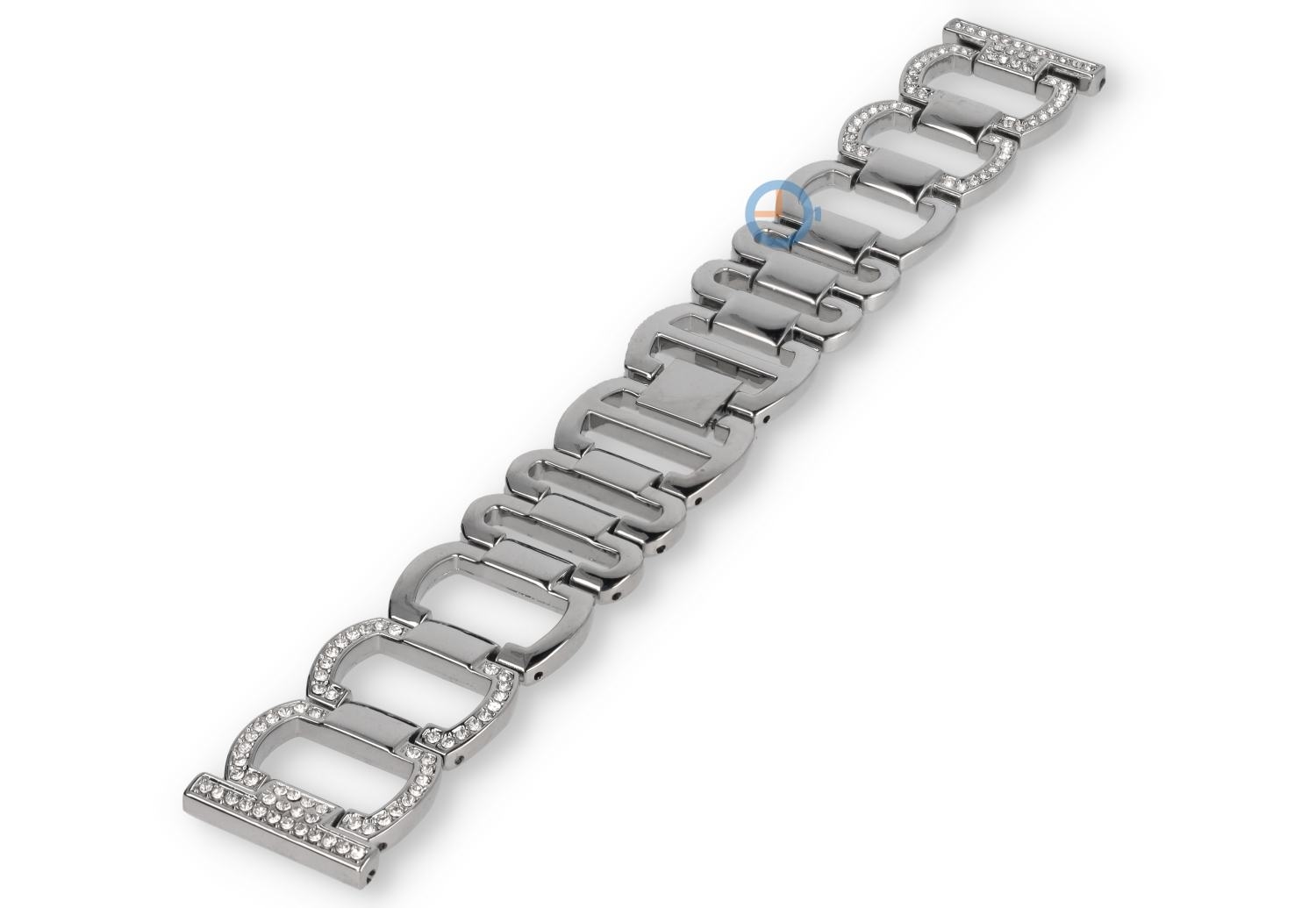 Elegance silver steel strap with stones - 22mm