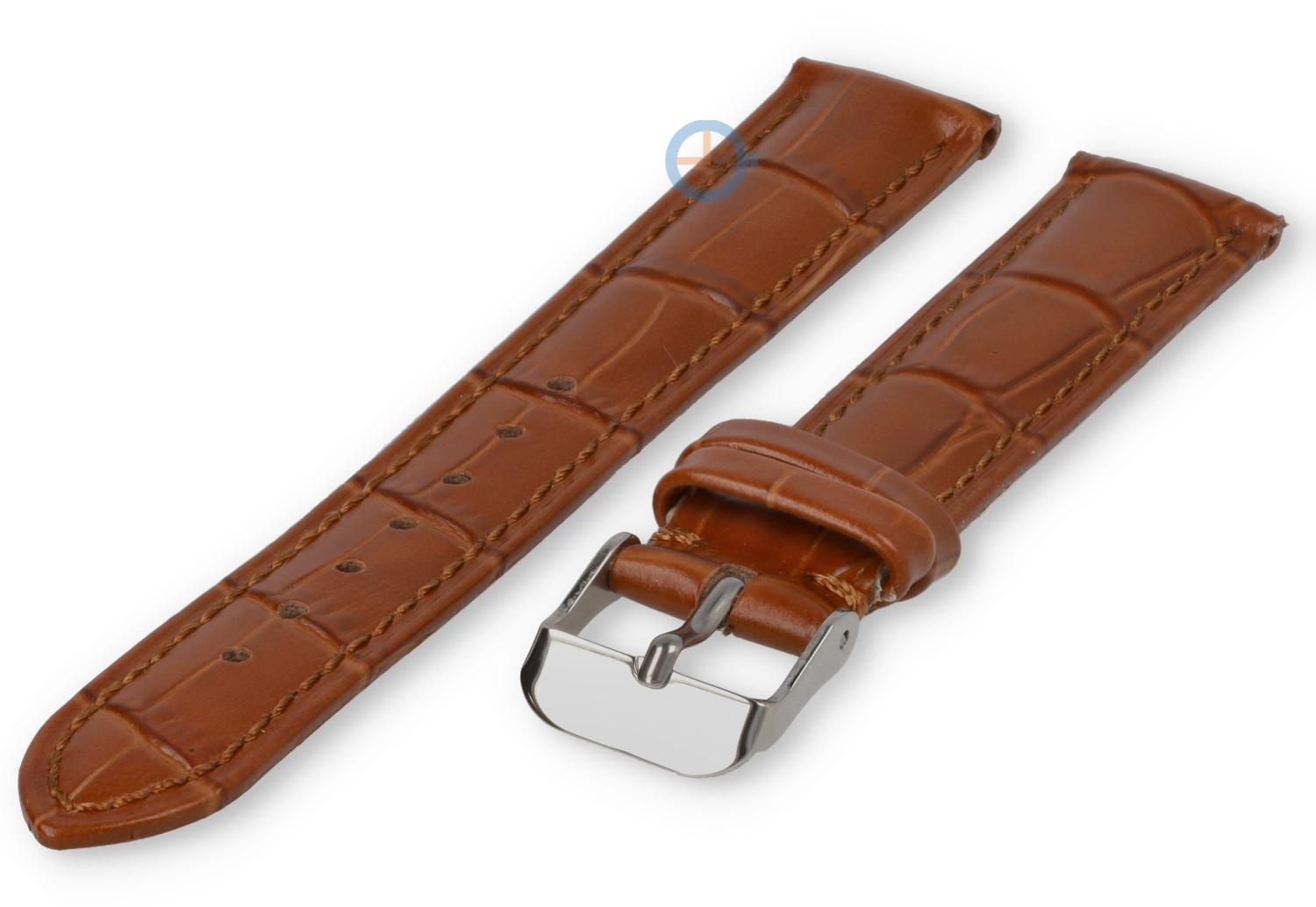 17mm - cognacbrown - odd-sized leather strap with croco