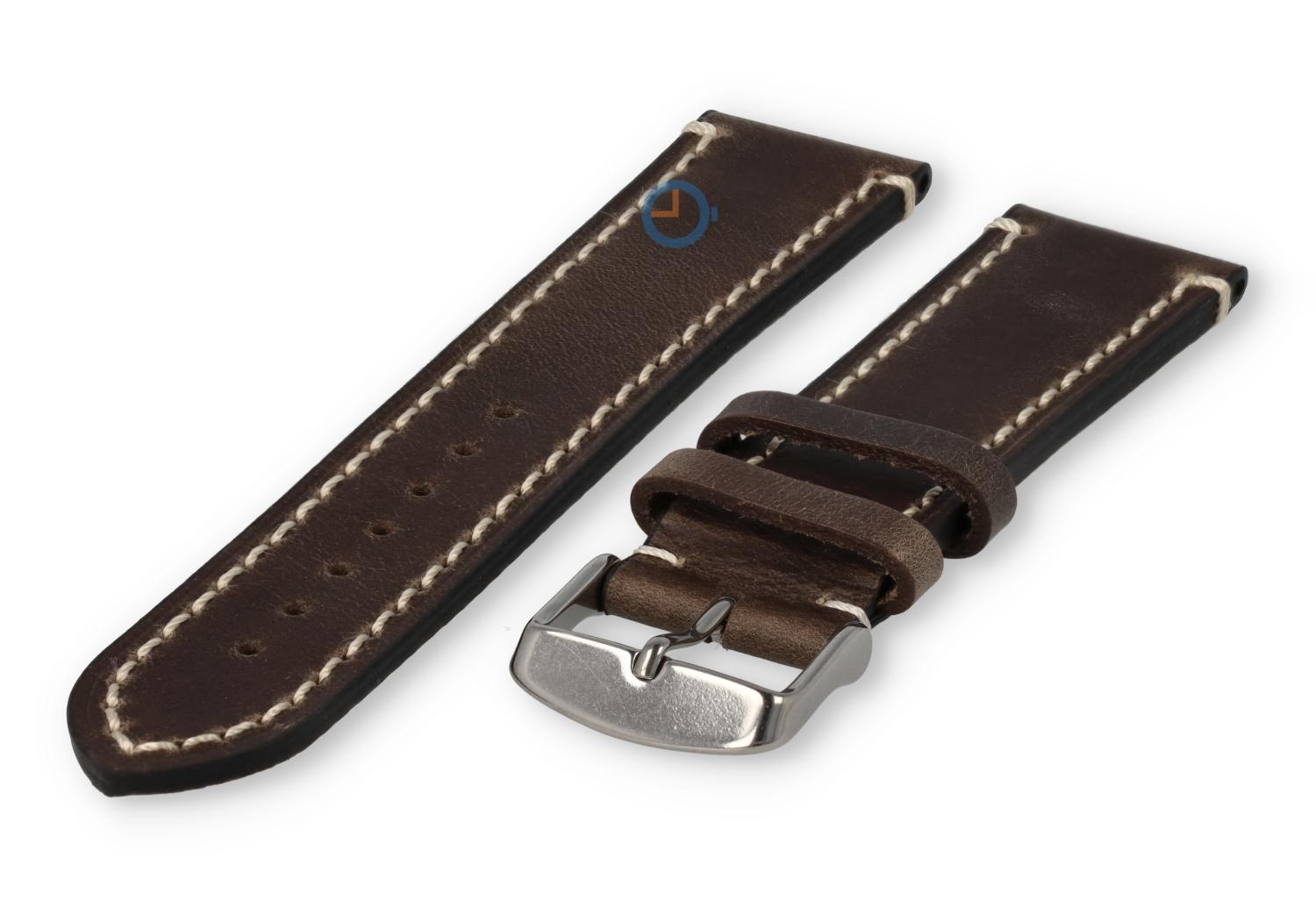 Sturdy vintage watch strap 24mm - darkbrown