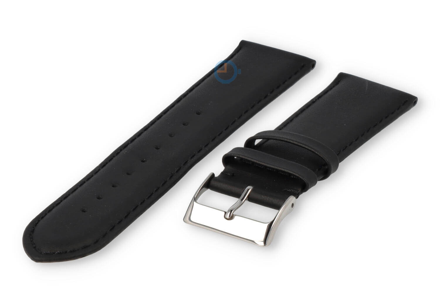 24mm watch strap smooth leather - black