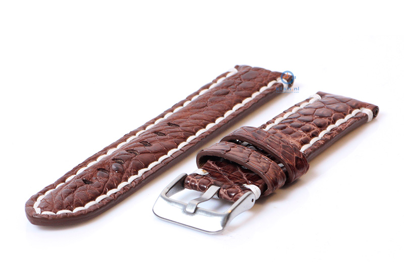 Gisoni watchstrap crocodile leather 20mm brown XL