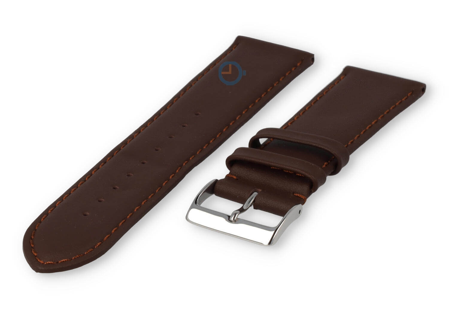 24mm watch strap smooth leather - dark brown