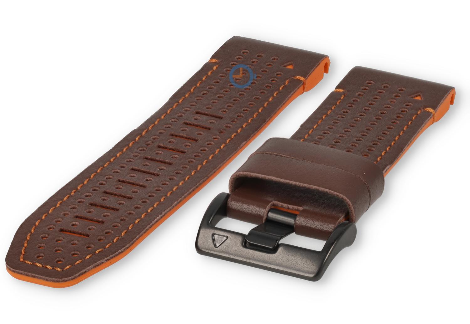 Premium Garmin Fenix 7X strap - cognac/orange