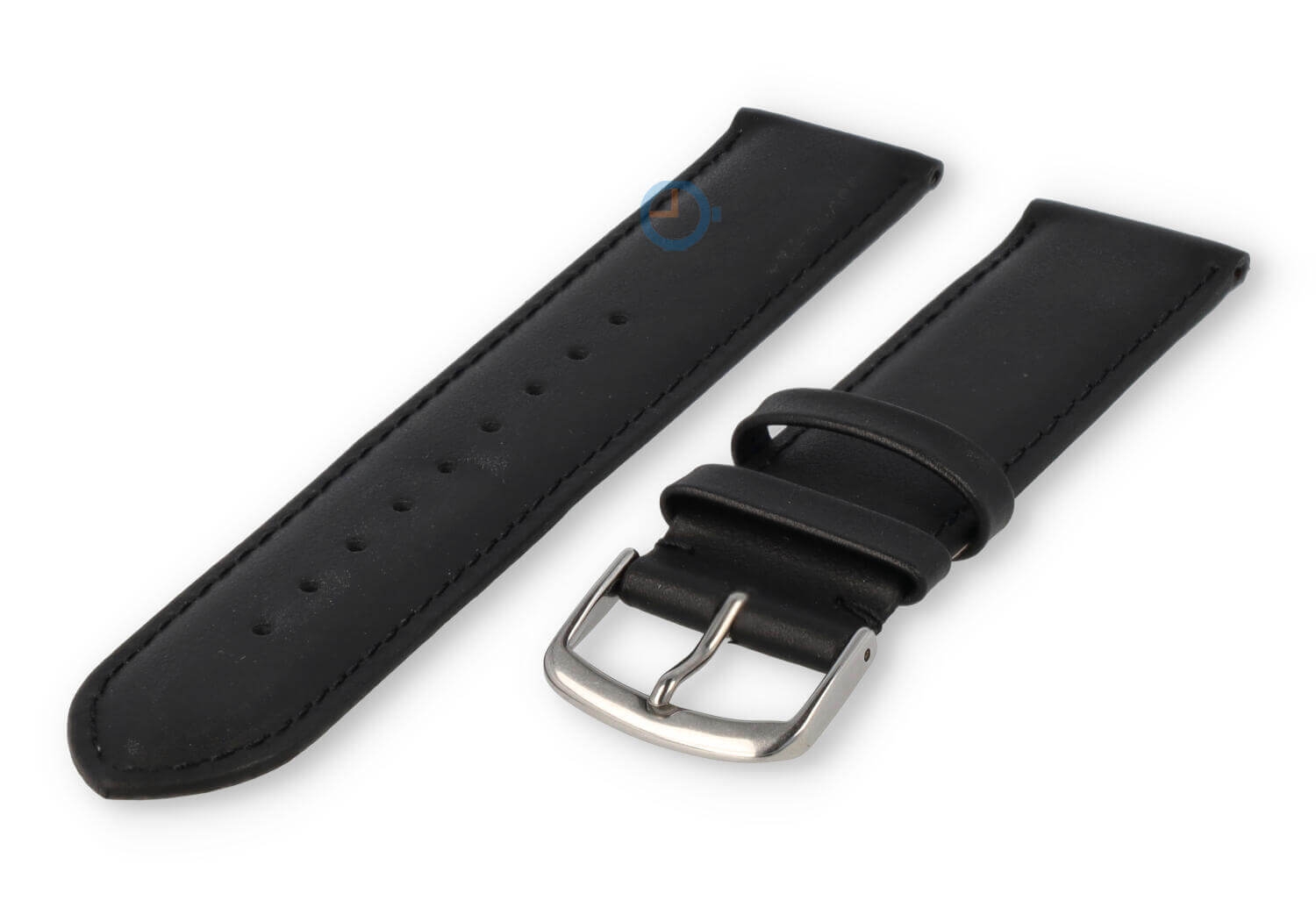 20mm watch strap smooth leather - black
