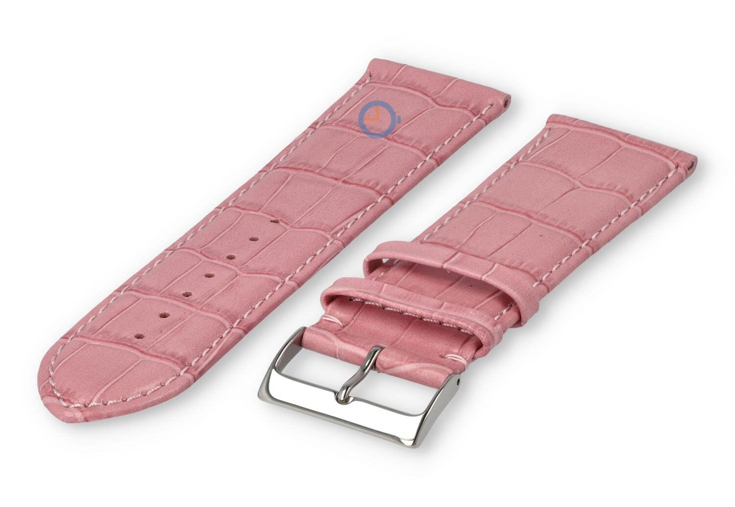 Calfskin XL strap with croco embossing - 28mm - pink