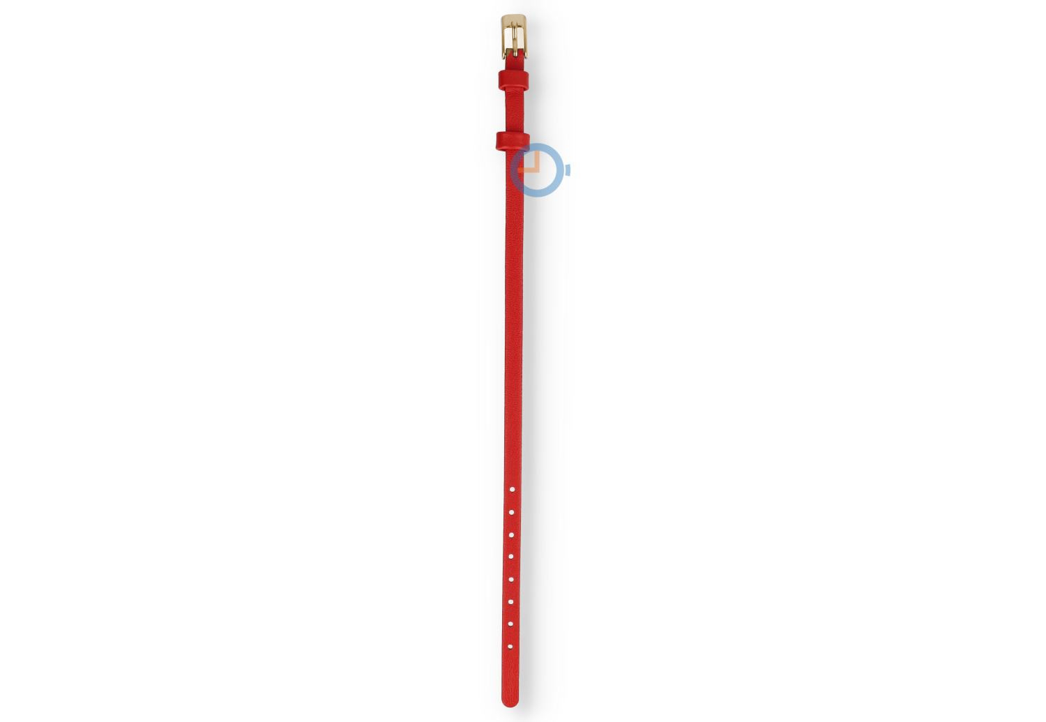 One-piece leather strap - 6mm - red with gold